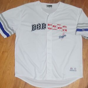 Dodgers White and Blue Baseball Jersey
